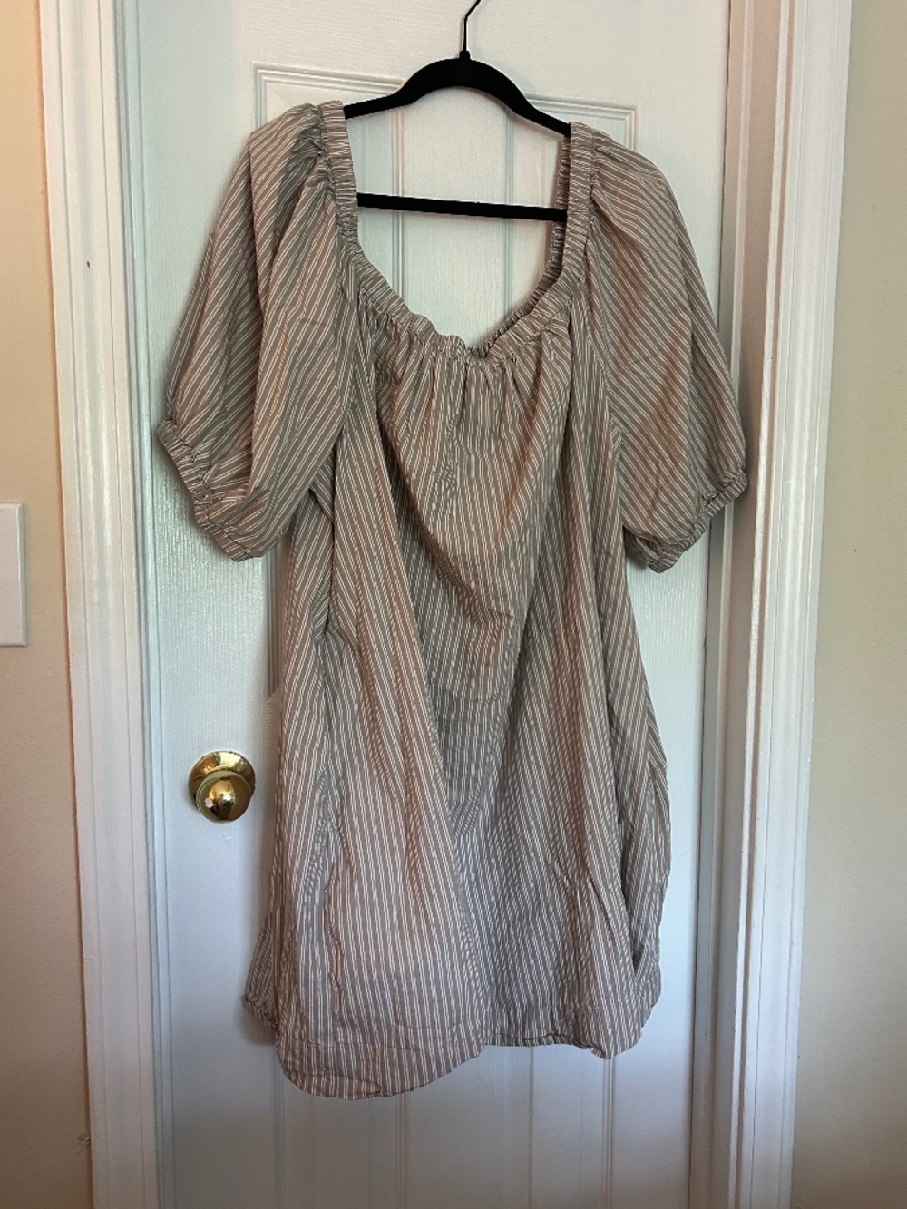 Old Navy Striped Mini Dress XXL Beige White NWOT
